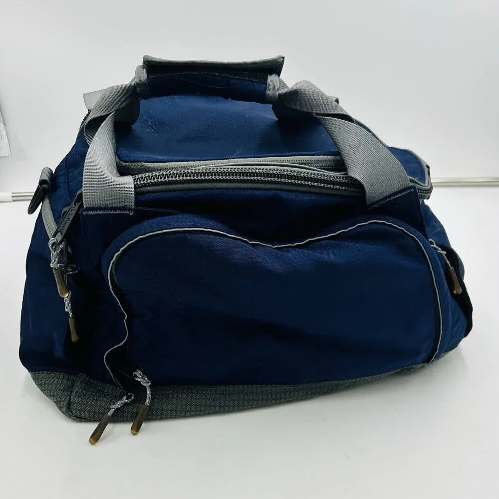 LL Bean Small Gym Travel Double Handle Bag with Built-in Cooler Blue Softshell